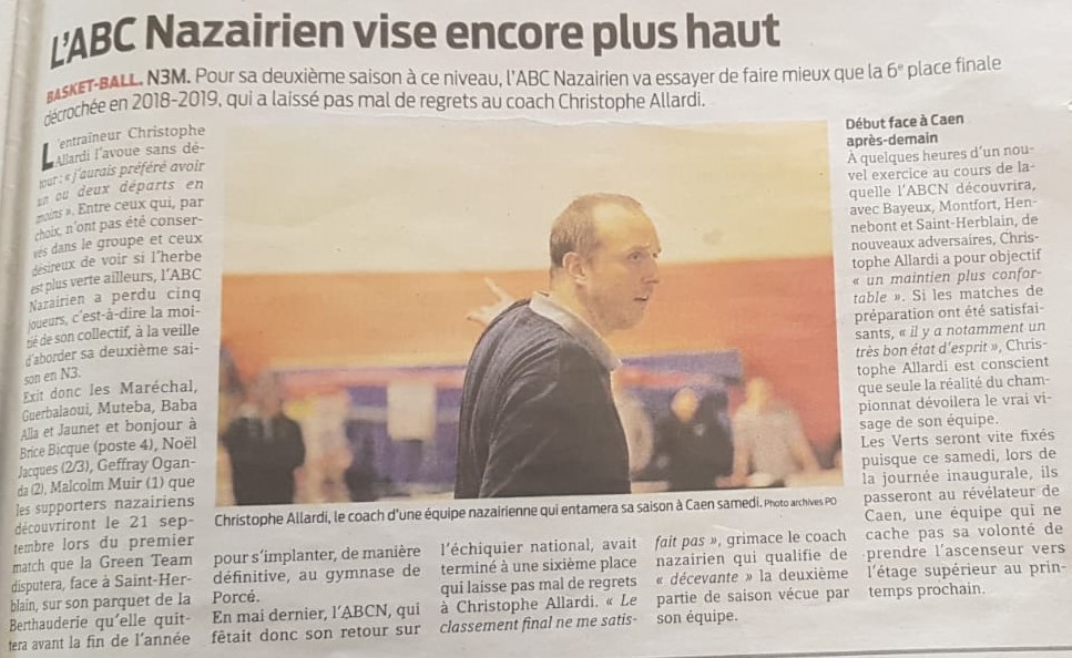 Ouest-France du 12/09/19 – L’ABC Nazairien vise encore plus&nbsp;haut