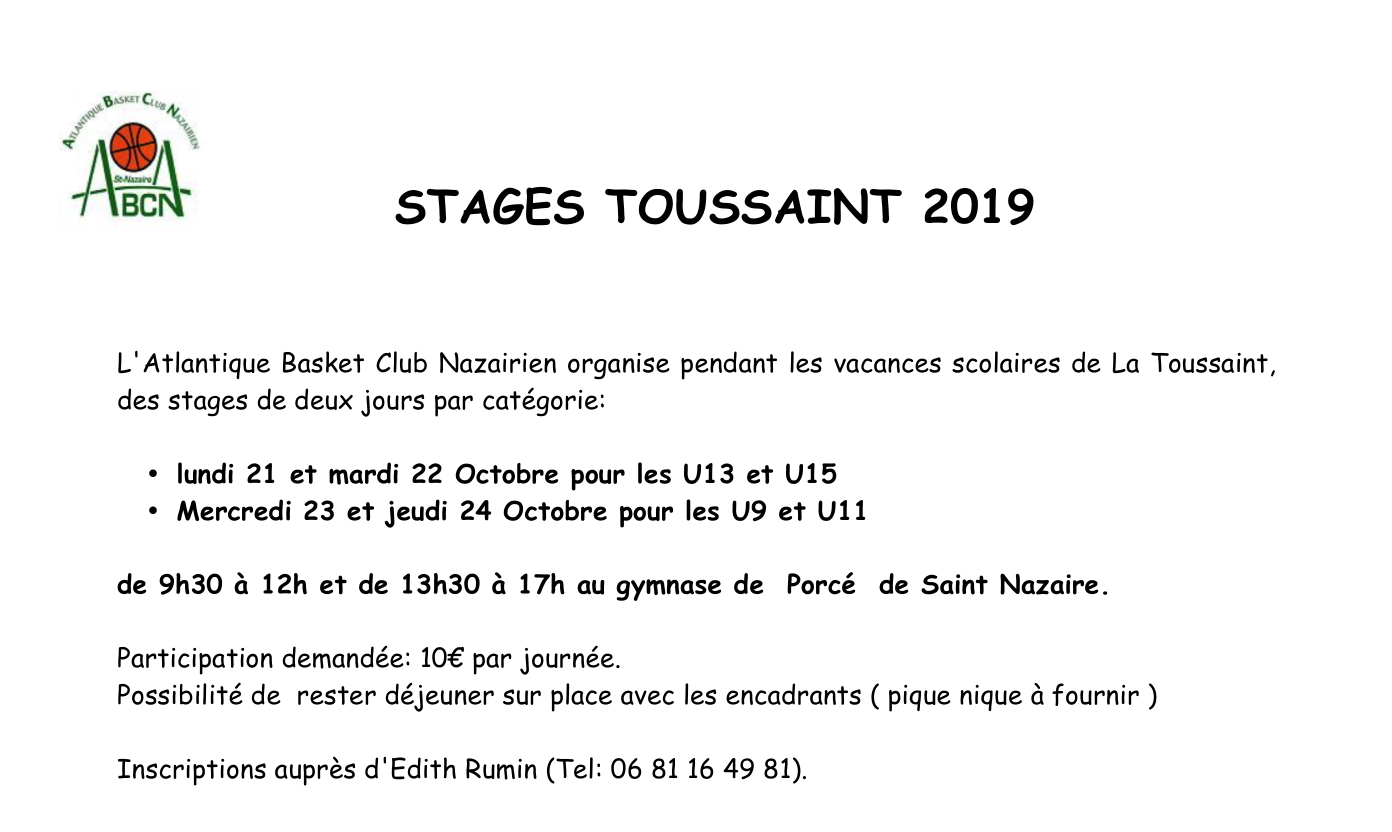 stages toussaint