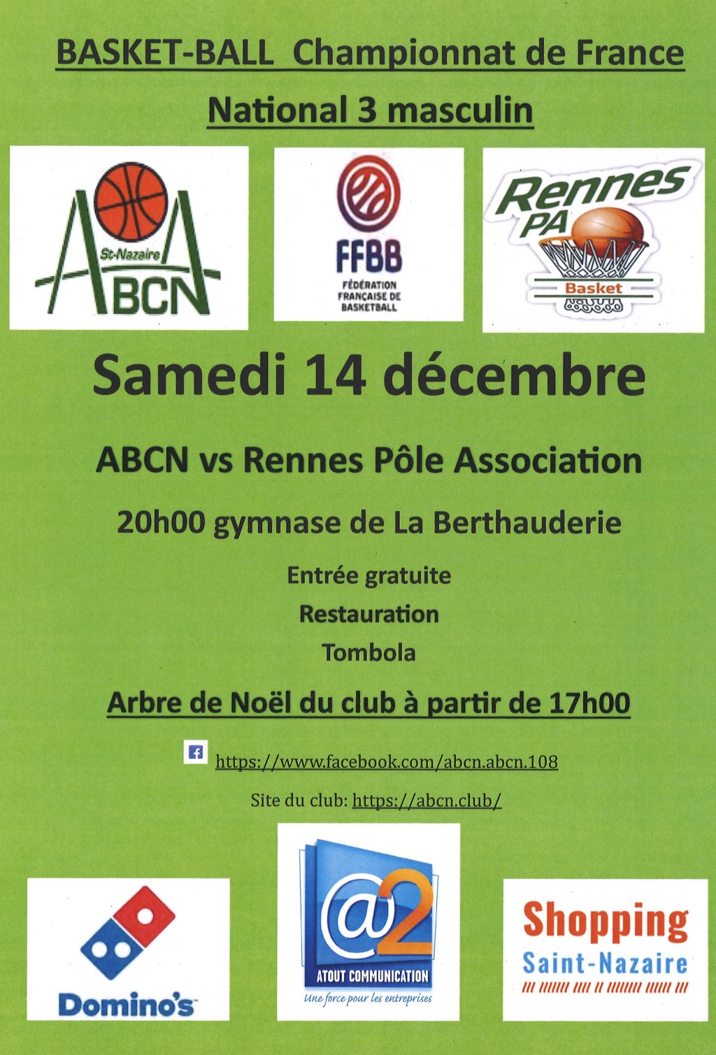 Affiche ABCN VS Rennes Pôle&nbsp;Association