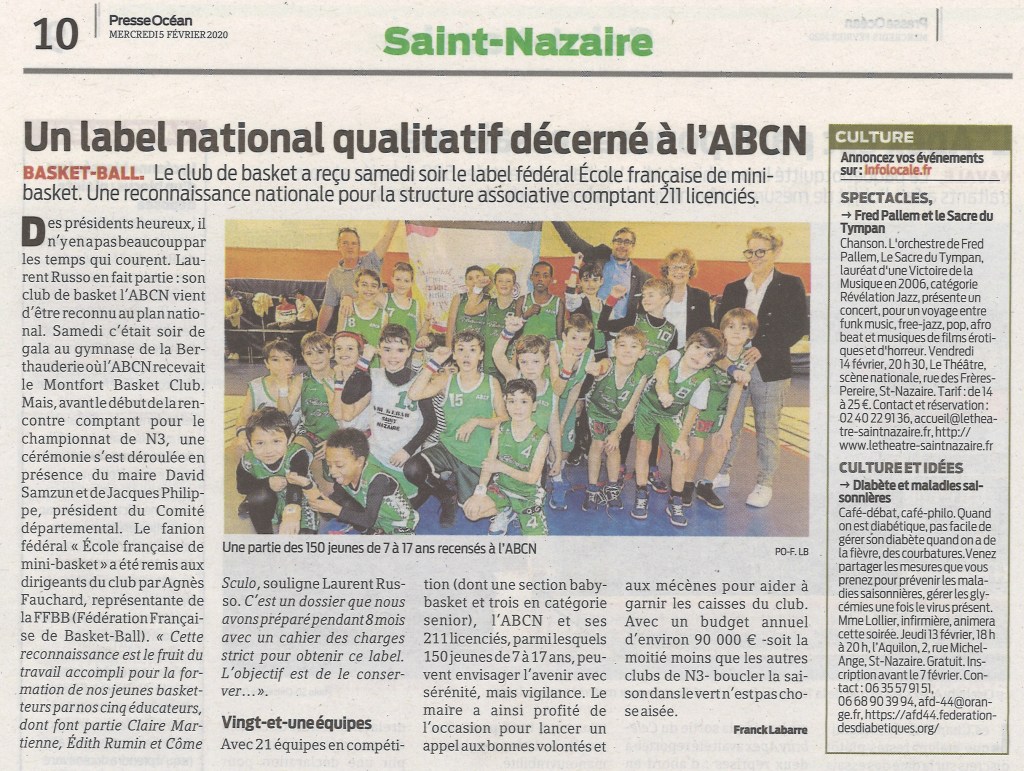 Presse Océan du 5/02/20 : Un label national qualitatif décerné à&nbsp;l&rsquo;ABCN